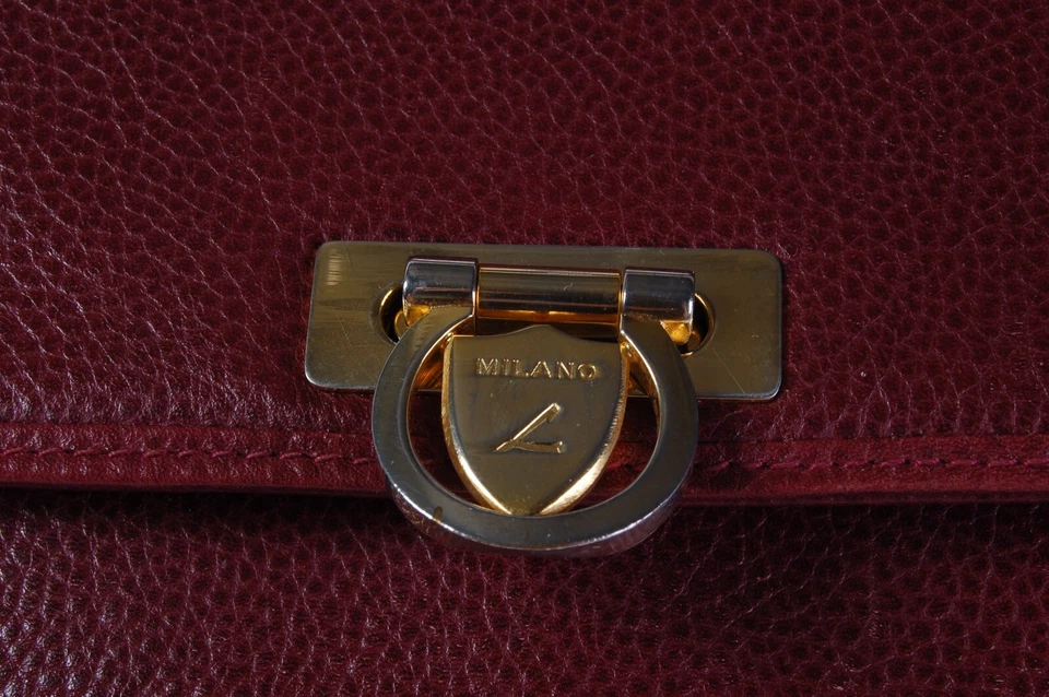 Bolso de Mano Vintage de Piel Burdeos Accesorio Mujer Elegante - Imagen 2 de 4