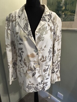 Atemberaubende Jacke von Artigiano Gr. XL in beige mit braunem Blattmuster