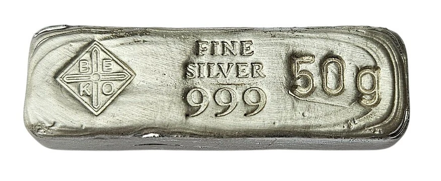 BeKo Edelmetalle 50 Gramm Silberbarren - Langbarren 999 Feinsilber Gussbarren - Bild 2 von 2