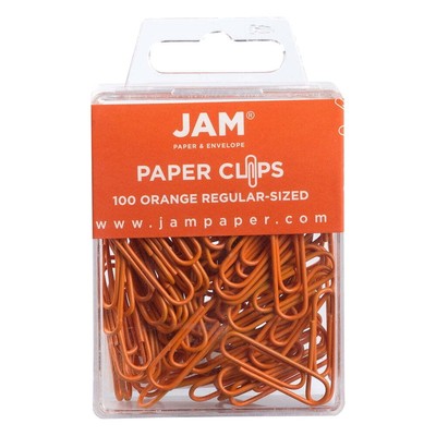 (3-Pack) JAM Paper Standard Paper Clips, Orange, 100/Pack, Small 1 inch