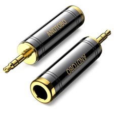Headphone Adapter 1/4'' To 3.5mm Stereo Copper Black 2pack