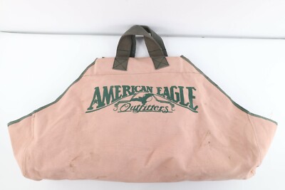 Vtg 90s American Eagle Outfitters Spell Out Canvas Logging Tree Log Carrier Bag