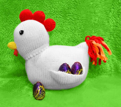 STRICKANLEITUNG - Becher das Huhn 28 cm Stofftier - hält Ostercreme Eier