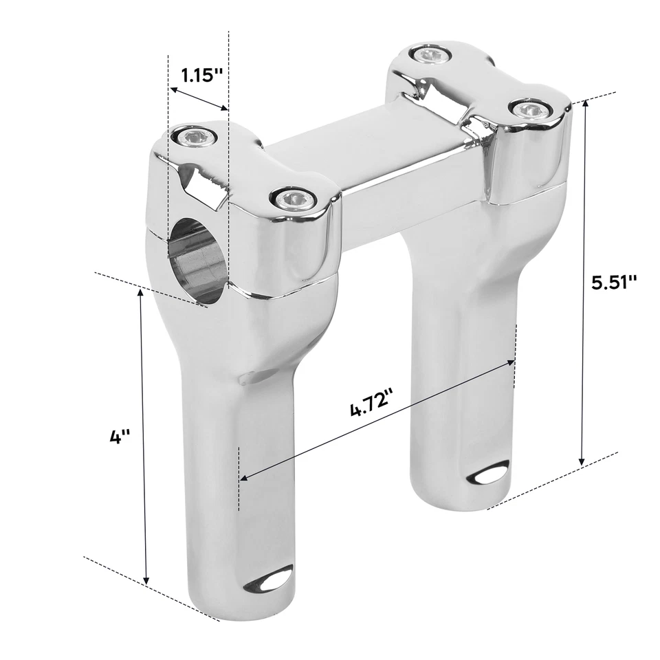 4" Handlebar Riser Fit For Harley 1" Bar Softail Standard Fatboy Dyna Fat Bob - Image 2 of 4