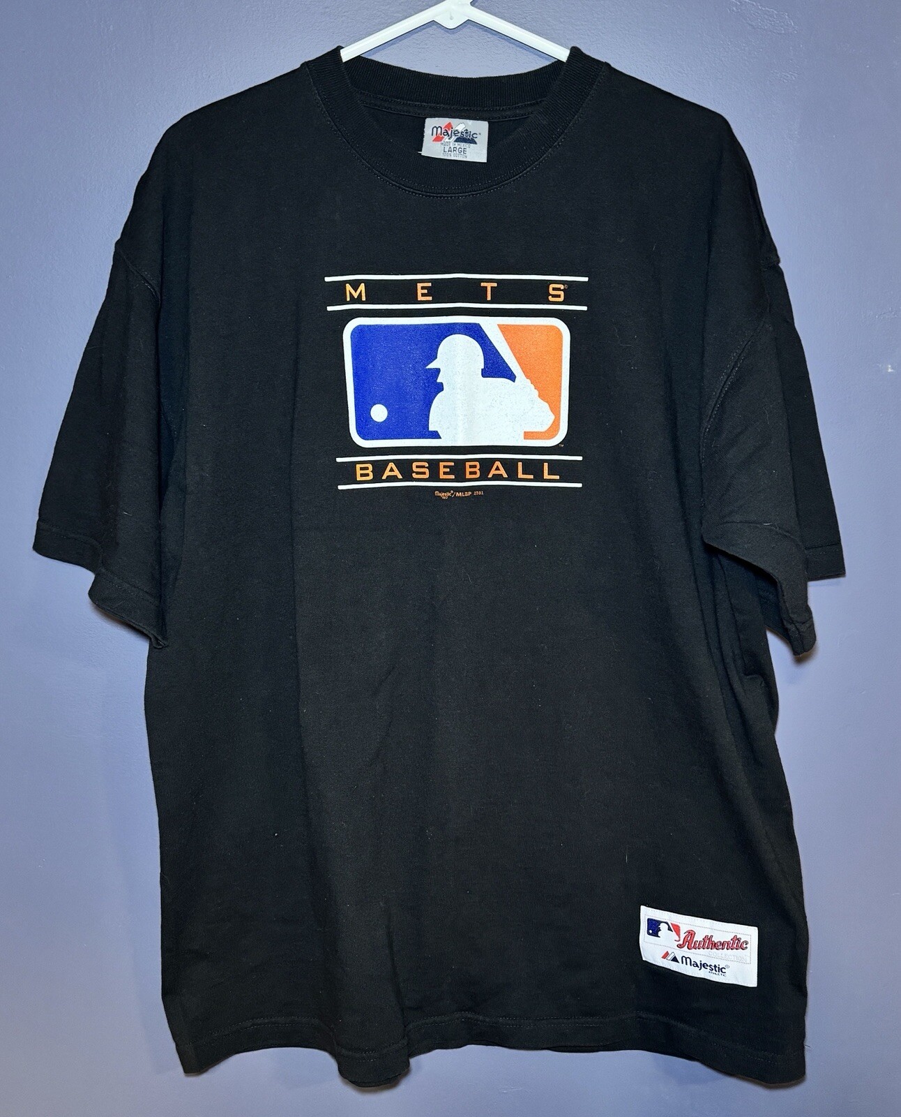 NOS Majestic Athletic Teeshirt Mets MLB Black Men’s Large 100% Cotton Original