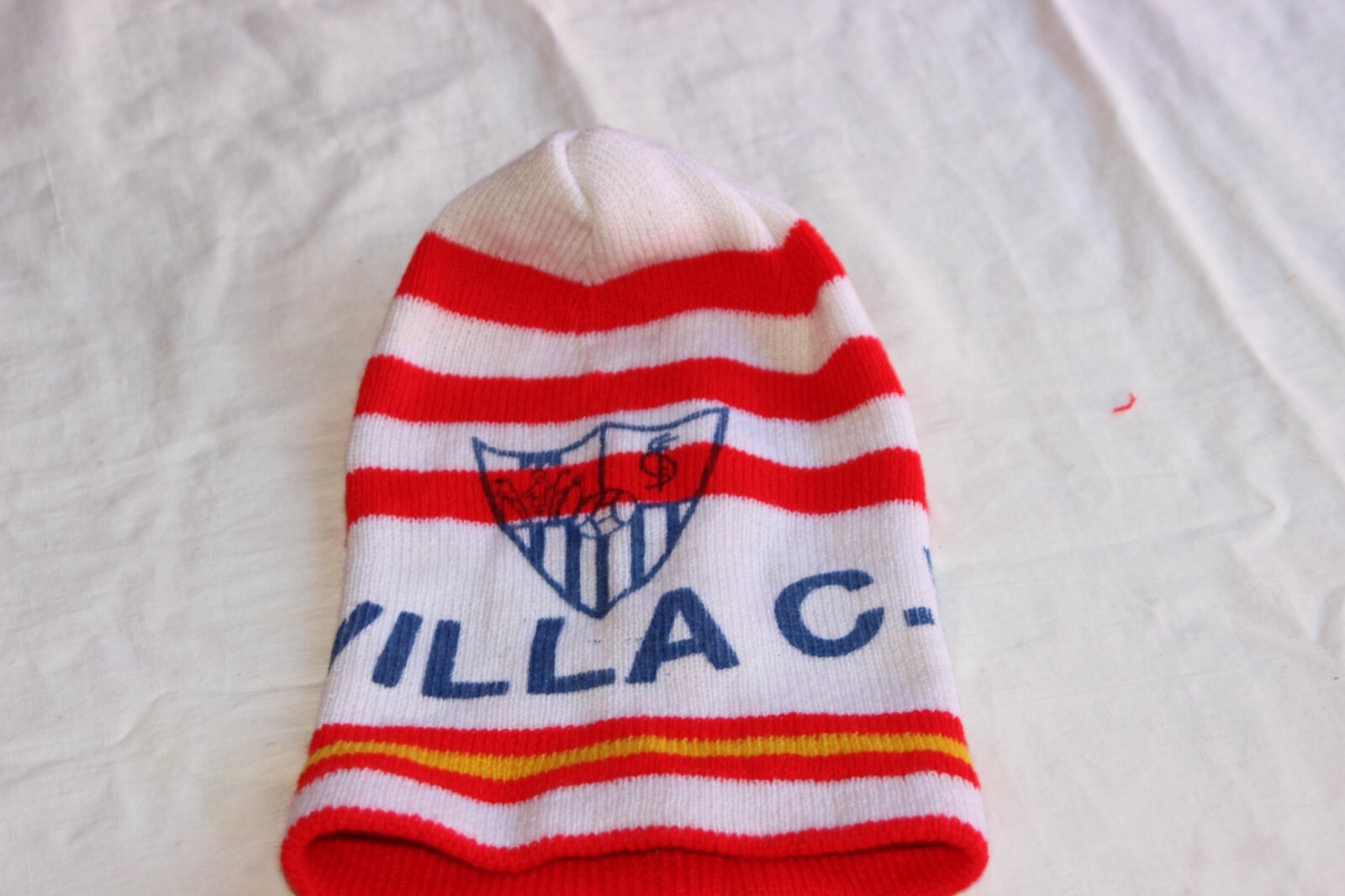 GORRO DE FUTBOL ANTIGUO DEL SEVILLA CLUB FUTBOL AÑOS 80 ESCUDO SERIGRAFIADO
