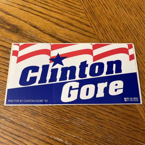 VTG 1992 Bill Clinton Al Gore Election Campaign Bumper Sticker Union Local 820