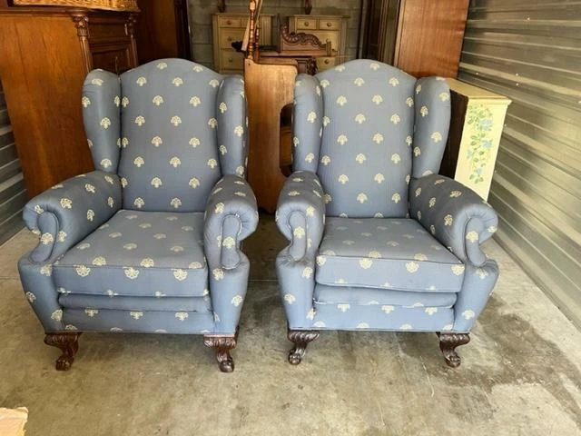 Par de sillones de ala antiguos del siglo XIX Foto 2 de 4