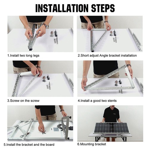 Solar Panel RV Tilt Mount Brackets Kit System Roof Flat Surface Adjustable Frame - Picture 9 of 12
