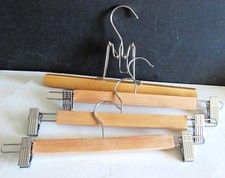 4 Vintage Polished Wood Metal Pants Clothes Hangers FREE SH