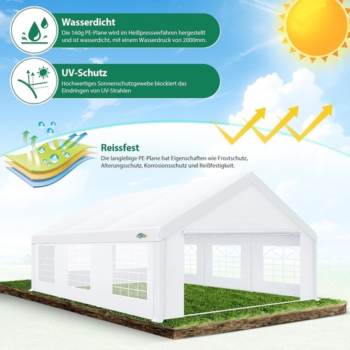 Partyzelt 3x9m - 5x10m Festzelt Pavillon Gartenzelt mit Fenstern Bierzelt weiß## - Bild 27 von 59