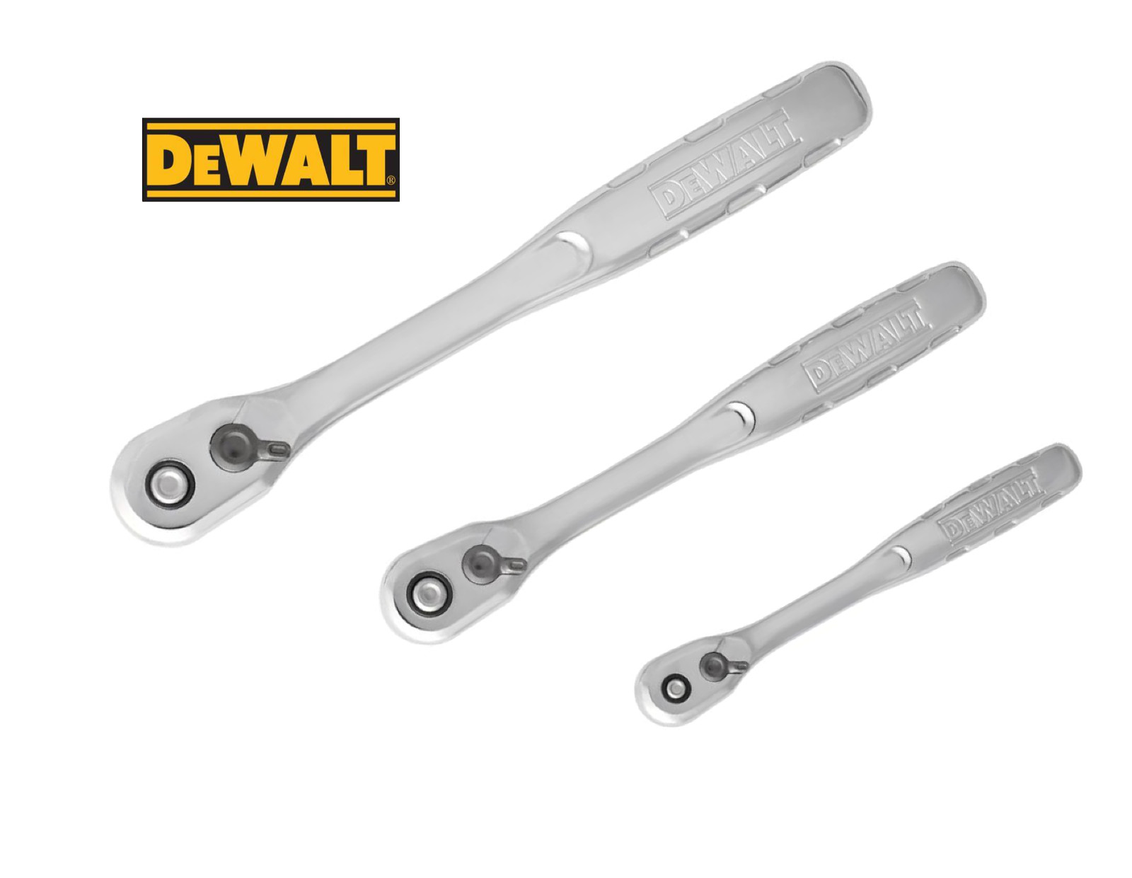 New DeWalt Ratchet Set, Quick Release, Pear Head, 72 Teeth, 