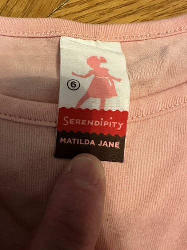 Matilda Jane Shirley Layering Tee Pink Basic Top With MJC Monogram Size 6 - Picture 3 of 6