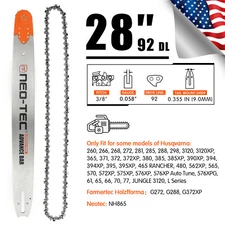 28" Chainsaw Guide Bar Chain 3/8'' 0.058" 92DL For Husqvarna 288 372XP 394 395XP