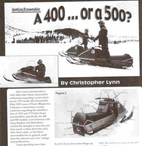 John Deere 850 & 950 tractor - 400 & 500 snowmobile information