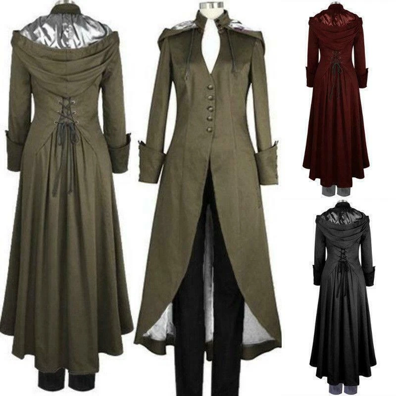 Women Punk Rave Steampunk Military Coat Jacket Long Gothic Uniform Cool Clothes - Image 4 of 4