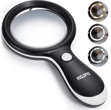 Magnifying Glass with Light, MOJINO 10X Lighted Large Handheld Reading Magnifier
