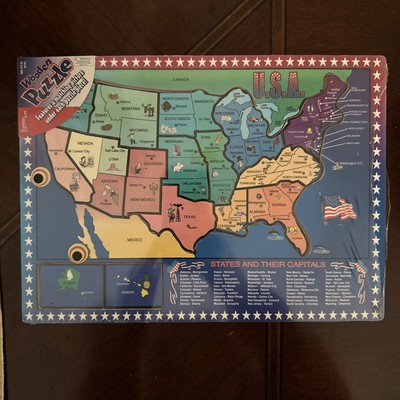 USA Wooden Puzzle~States and Capitals w/matching picture~NEW~LBDAI