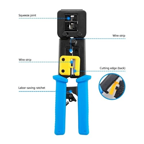 RJ45 Crimping Tool Ethernet Crimping Tool RJ45 Crimper Wire Stripper RJ45 Crimp - Photo 5/8