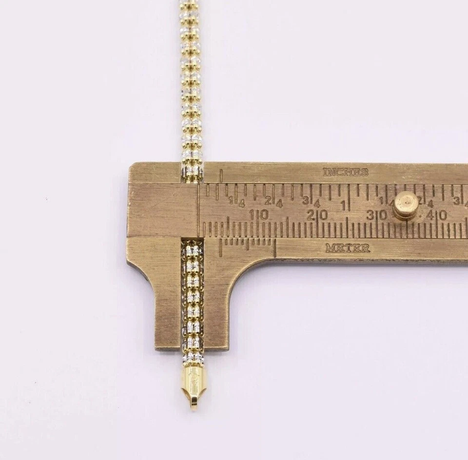 3.5mm Diamond Cut Ice Chain Link Bracelet Real 10K Yellow White Gold 8” Long - Image 2 of 4