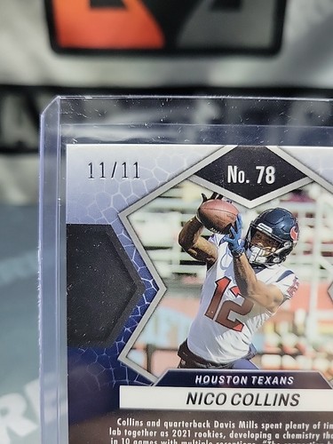 2022 Mosaik Nico Collins Green Swirl Mosaic Prizm #11/11 Texans - Bild 3 von 3