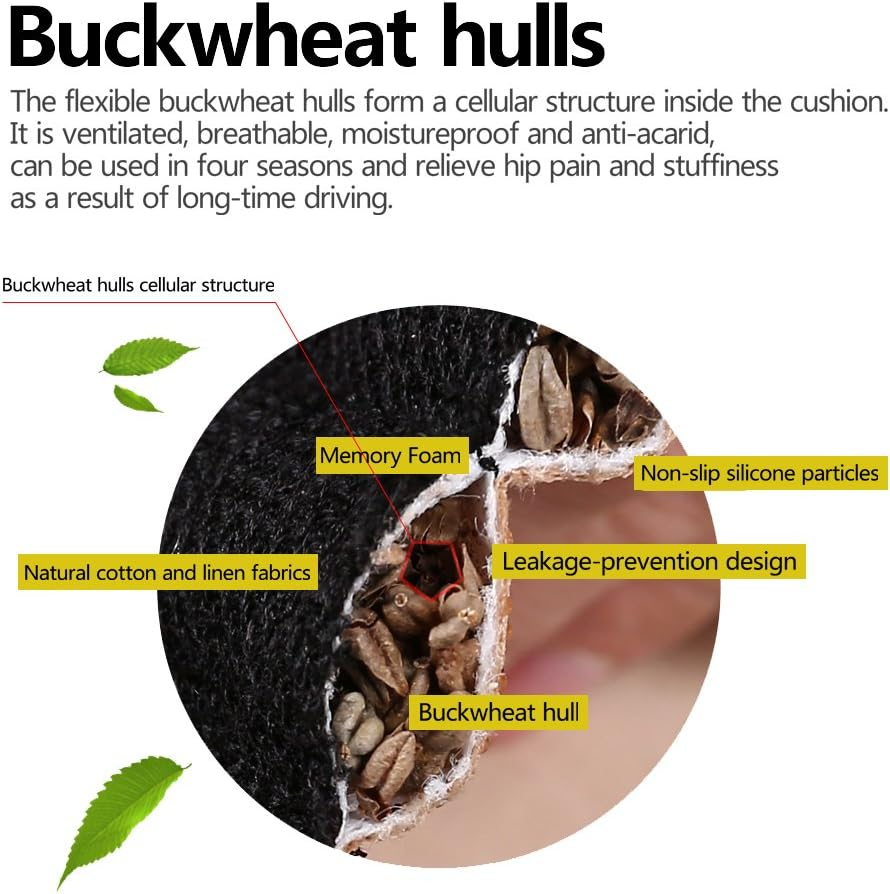 Gray Car Seat Covers,2 Pack Buckwheat Hulls Bottom Seat Covers for Cars