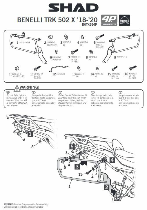 Fixations valises 4P System SHAD Benelli TRK 502X support latéral - 3