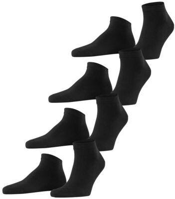 Esprit Mens Solid Sneaker 4 Pack Socks - Black