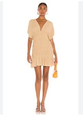 Lovers and Friends Vneck Ruched Nude Innika Summer Mini Dress XXS