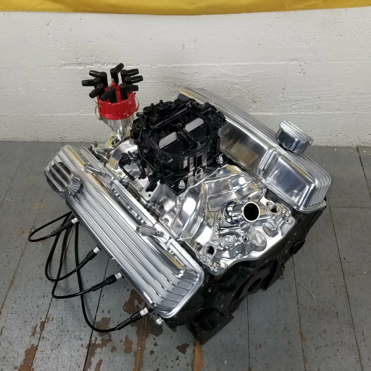 SB Chevy Chrome Finned Engine Valve Covers Breathers Small Block