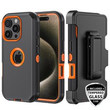 For iPhone 16 Pro/16 Plus/16 Pro Max Case Tempered Glass Belt Clip Fits Otterbox
