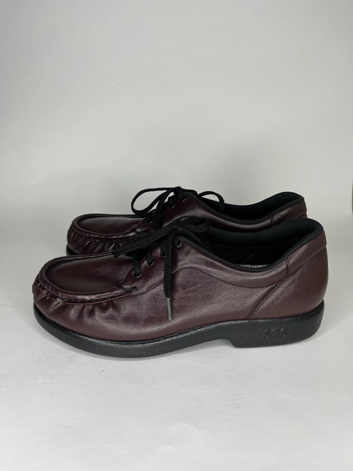 Zapatos Oxford SAS Tripad con cordones para mujer talla 8M cuero borgoña hechos en EE. UU. Foto 3 de 4