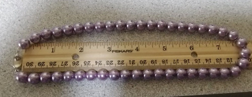Dark Lavender Glass Faux Pearls Necklace. #434