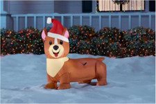 3.5 ft Pre-Lit LED Airblown Corgi Dog Christmas Inflatable Yard Decor