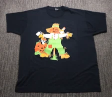 Vintage 80s Screen Stars Halloween Scarecrow T-Shirt Adult XL Black USA Spooky