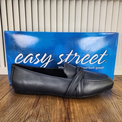 Easy Street Betty Navy Blue Loafers Womens Size 7.5 M Low Slip On Comfort Shoes