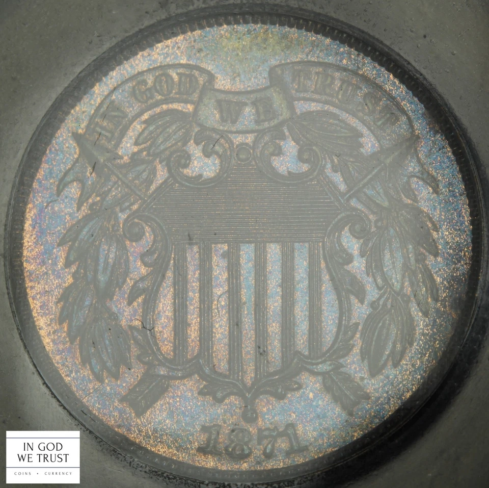 1871 PROOF Copper Two Cent Piece 2C ICG PR 65 BN (TONED!!!) - Image 4 of 4