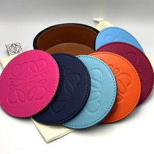 Set of 6 LOEWE Coasters Anagram Leather Good condition Rare from JAPAN