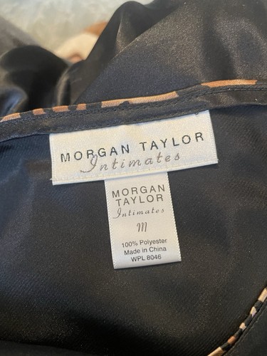 Morgan Taylor Intimates black Satin animal print trim M Slip - Picture 4 of 4