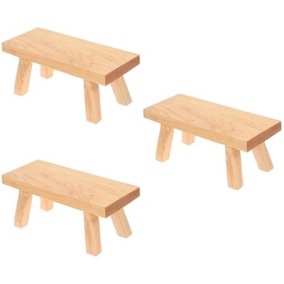 Set of 3 Small Footstool Stand Kids Step Wood Decorative Stools Display