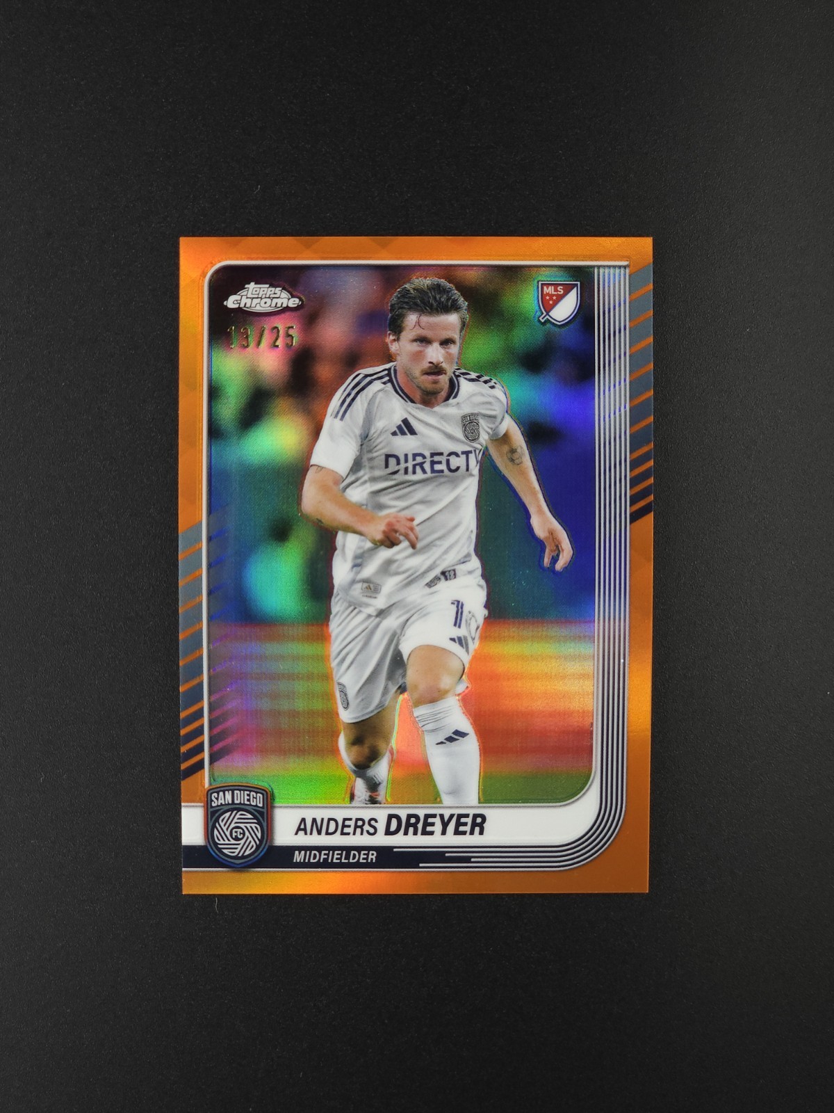 Topps 2025 Chrome MLS Anders Dreyer San Diego FC Orange Refractor /25