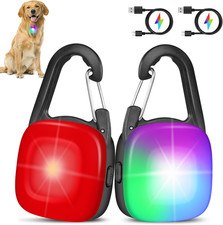 Dog Lights for Night Walking, 2 Pack Clip On Dog Collar Light with 4 Modes, Rech