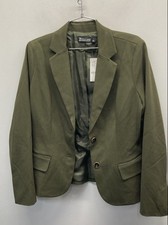 New York  Co Women's 7th Avenue Olive Green Two Button Blazer Jacket Sz 8 NWT
