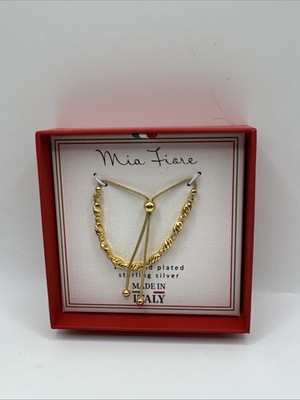 Mia Fiore 14kt Gold Plated Sterling Silver  Adjustable Bracelet Made In Italy