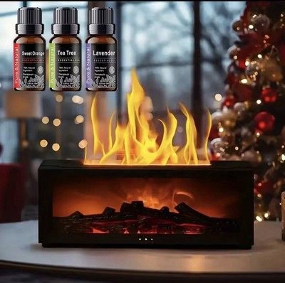 Home Fireplace Flame Essentail Air Diffuser Cool Mist Humidifer Remote 7 Colors 