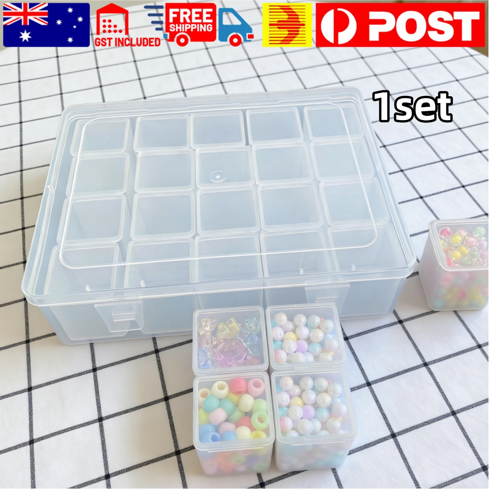 Plastic 20 Compartment Storage Box Container Jewellery Bead Craft Organiser Case