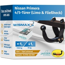 ANHÄNGERKUPPLUNG starr für Nissan Primera 96-99 +13pol E-Satz ABE