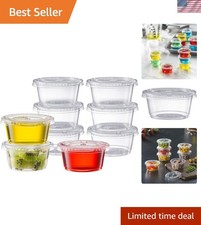 2 oz. - 200 Count Clear Disposable Plastic Portion Cups with Lids - Small Pla...