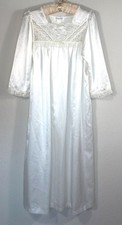 Vintage Christian Dior Nightgown Large White Satin Lace Peignoir Maxi Late 70s