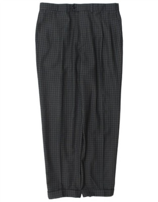Marks & Spencer Mens Slim Suit Trousers W34 L31 Navy Blue Check Wool AG03